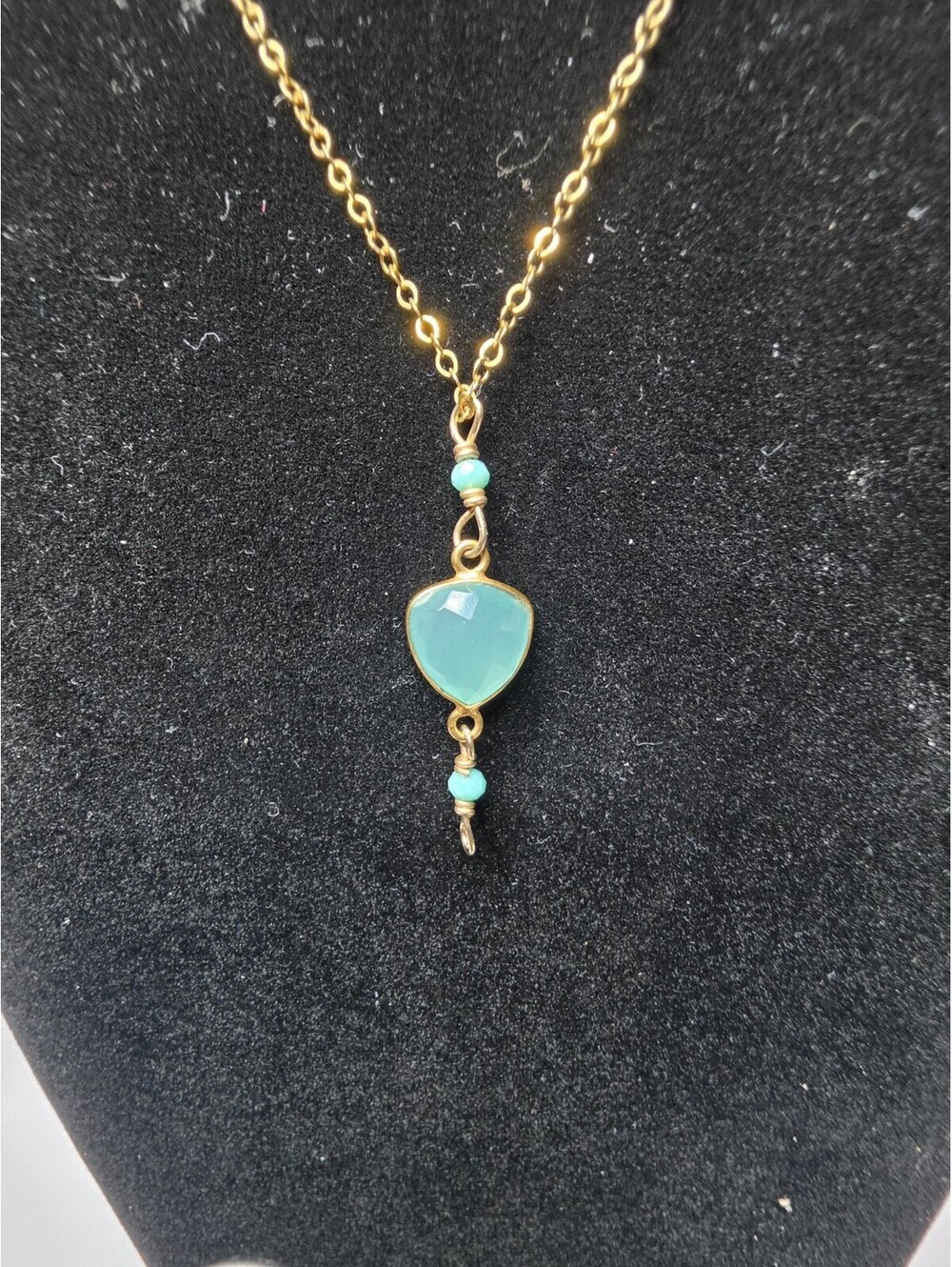 14k Gold Filled Blue Pendant Necklace Dainty Wire Wrapped